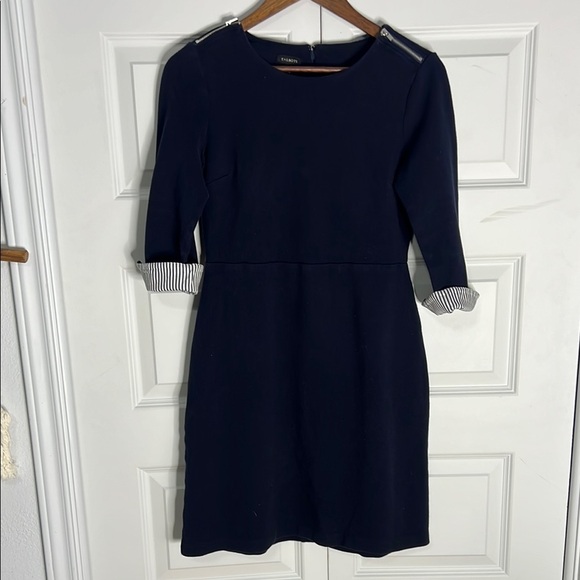 Talbots Navy  3/4  Sleeve Dress with Cuff detail Small - Picture 1 of 4
